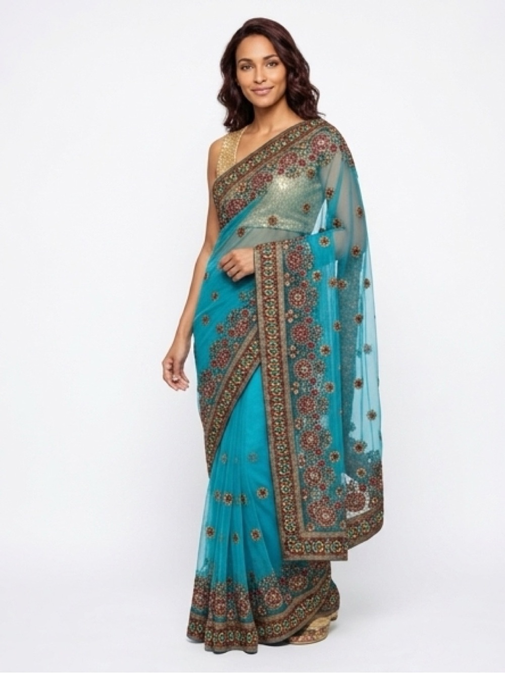 Embellished Teal Saree